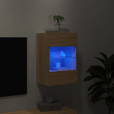 vidaXL TV plaukti ar LED lampiņām, 30x28,5x30 cm, koka krāsā