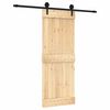 vidaXL Slīdo&scaron;ās durvis Dabiska un melna 80 x 210 cm Cieta priedes koks