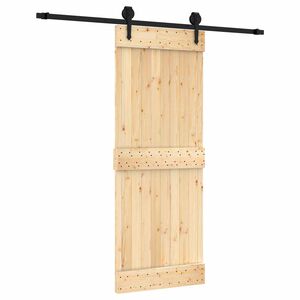 vidaXL Slīdo&scaron;ās durvis Dabiska un melna 80 x 210 cm Cieta priedes koks