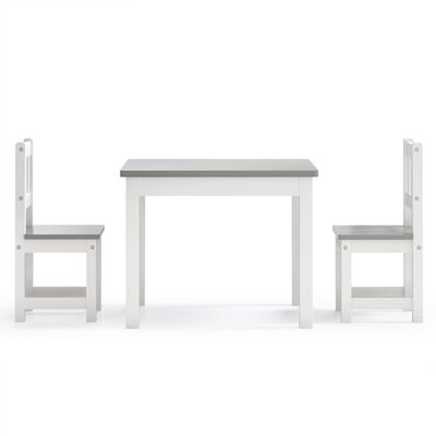 vidaXL 3-daļīgs bērnu galda un krēslu komplekts, balts ar pelēku, MDF