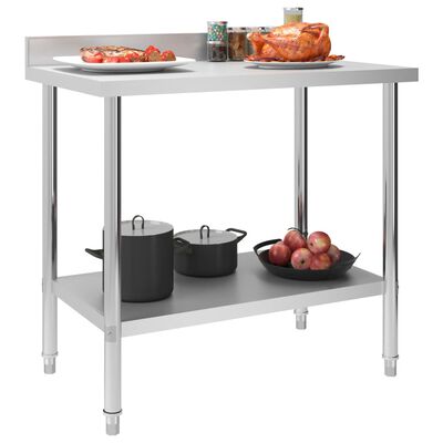 vidaXL virtuves darba galds, 100x60x93 cm, nerūsējošs tērauds