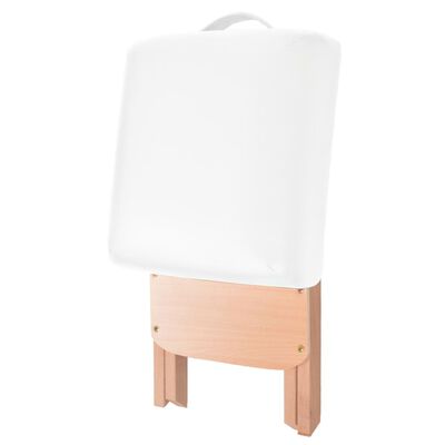vidaXL saliekams masāžas krēsls, 12 cm biezs sēdeklis, 2 balsti, balts