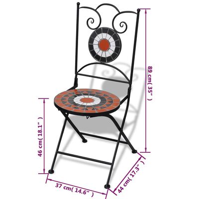 vidaXL saliekami bistro krēsli, 2 gab., keramika, sarkanbrūni un balti