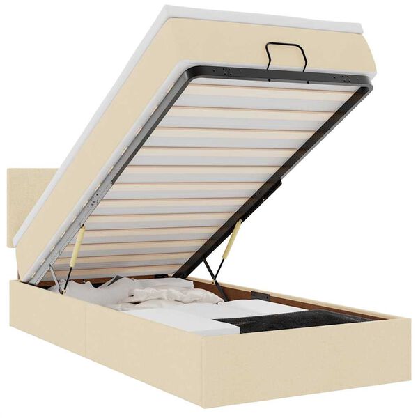 vidaXL Osmaņu gultas rāmis ar matrača krēma 90x190 cm audums