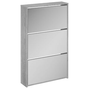 vidaXL apavu plaukts ar spoguli, 3 nodalījumi, pelēks, 63x17x102,5 cm