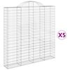 vidaXL arkveida gabiona grozi, 5 gb., 200x30x200/220cm, cinkota dzelzs