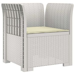vidaXL 1-vietīgs krēsls ar spilvenu Rattan izskatā PP Balts