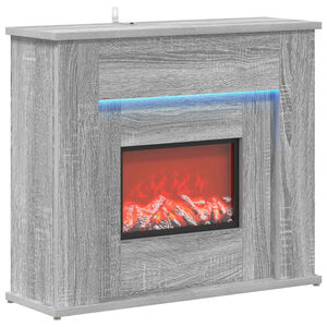 vidaXL Kamīns ar LED lenti Pelēks Sonoma 63 x 20 x 54,5 cm
