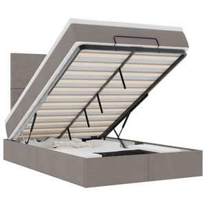 vidaXL Osmaņu gultas rāmis ar matrača pelēkbrūns 120x190cm audums