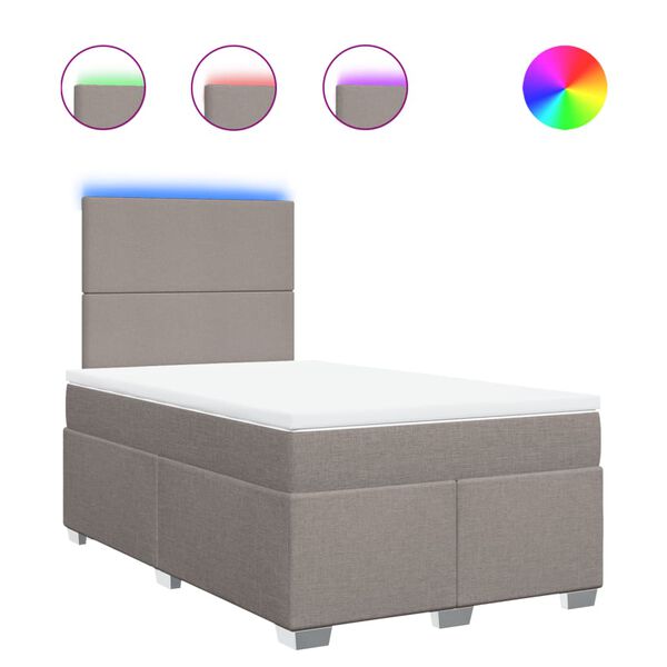 vidaXL atsperu gulta ar matraci, pelēkbrūns audums, 120x190 cm