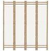 vidaXL istabas aizslietnis, 4 paneļi, 160 cm, bambuss un audekls