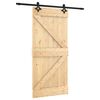 vidaXL Slīdo&scaron;ās durvis Dabiska un melna 95 x 210 cm Cieta priedes koks