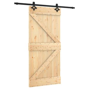 vidaXL Slīdo&scaron;ās durvis Dabiska un melna 95 x 210 cm Cieta priedes koks