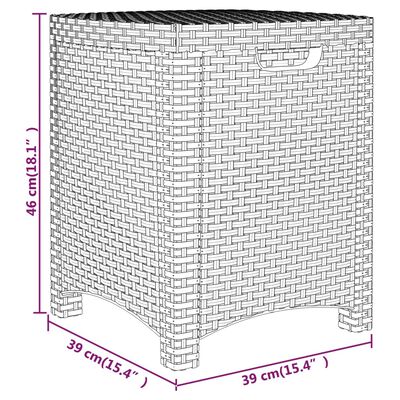 vidaXL dārza uzglabāšanas kaste, 39x39x46 cm, PP rotangpalma, brūna