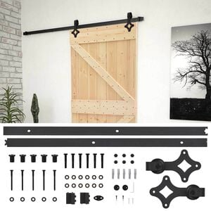 vidaXL Slīdo&scaron;ās durvis 90 x 210 cm Priedes masīvkoks Dabiska un melna