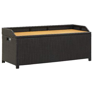 vidaXL dārza sols ar kasti, 120 cm, PE rotangpalma, melns