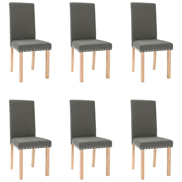 vidaXL virtuves krēsli, 6 gab., tum&scaron;i pelēks audums