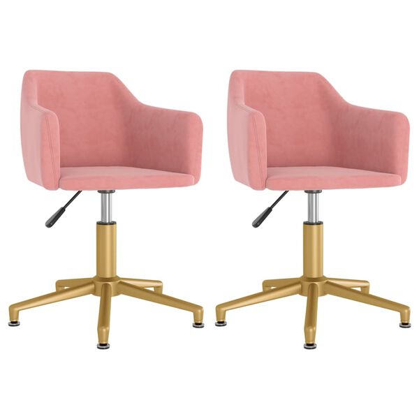 vidaXL grozāmi virtuves krēsli, 2 gab., rozā samts