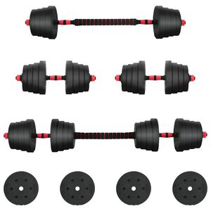 vidaXL 2-in-1 hanteles komplekts 40 kg Melns un sarkans