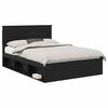 vidaXL Gultas rāmis ar atvilktni Melna 140 x 190 cm Ciets priedes koks
