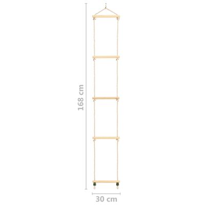 vidaXL bērnu virvju kāpnes, masīvkoks un PE, 30x168 cm