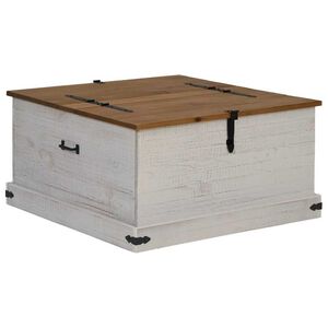 vidaXL Uzglabā&scaron;anas lāde HALDEN Balta 91x91x47 cm Priedes masīvkoka
