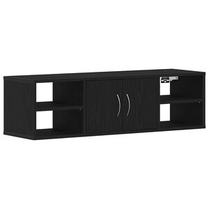 vidaXL Sienas plaukts Pie sienas Melns ozolkoks 102 x 30 x 29 cm