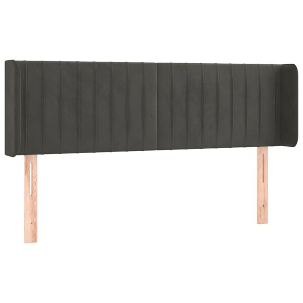 vidaXL galvgalis ar malām, tum&scaron;i pelēks samts, 147x16x78/88 cm