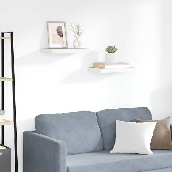 vidaXL sienas plaukti, 2 gab., balti, ozolkoka, 50x23x3,8 cm, MDF