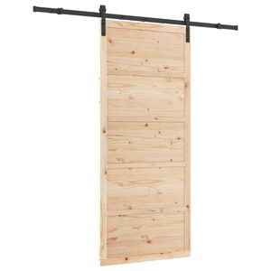 vidaXL Slīdo&scaron;ās durvis Dabiska 100 x 208 cm Priedes masīvkoks