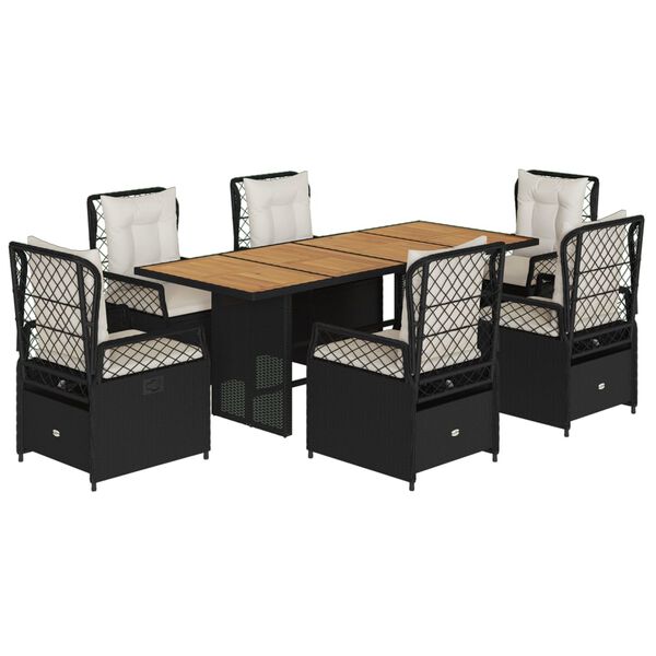 vidaXL 7-daļīgs dārza mēbeļu komplekts ar matračiem, PE rotangpalma