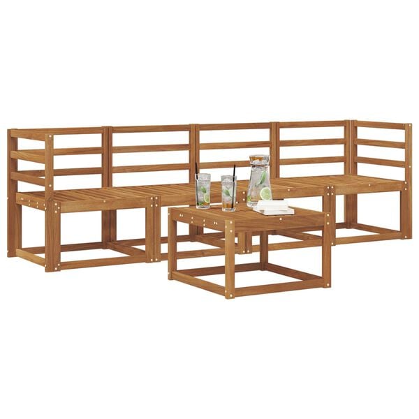 vidaXL Āra dīvānu komplekts 5 pcs Dabiska Cietā akācijas koks