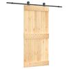 vidaXL Slīdo&scaron;ās durvis Dabiska un melna 95 x 210 cm Cieta priedes koks