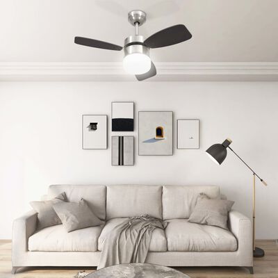 vidaXL griestu ventilators ar lampu un pulti, 76 cm, tumši brūns