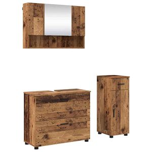 vidaXL Vannas istabas mēbeļu komplekts ar atvilktni 3 pcs Vecs koks