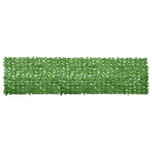 vidaXL balkona aizslietnis ar zaļām lapām, 400x100 cm