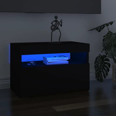 vidaXL TV galdiņš ar LED lampiņām, melns, 60x35x40 cm