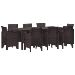 vidaXL Dārza ēdamgalds 9 pcs Brūna Polt rattan