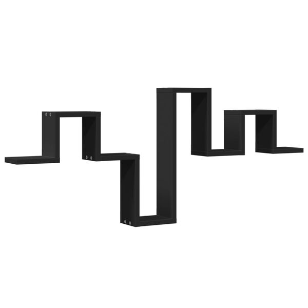 vidaXL sienas plaukts, melns, 104,5x10x43 cm, inženierijas koks