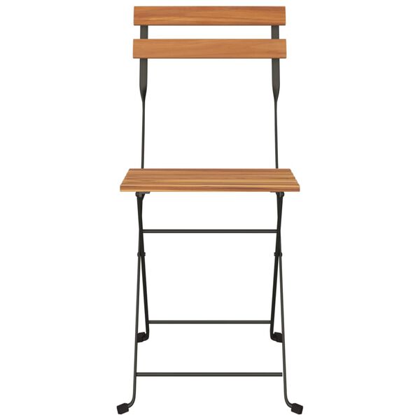 vidaXL saliekami bistro krēsli, 4 gab., masīvs tīkkoks un tērauds