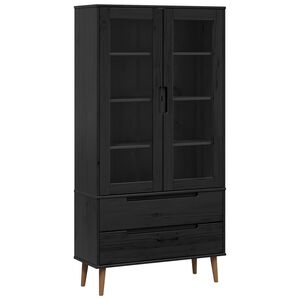 vidaXL Stikla izstāžu skapjis Melns 90 x 35 x 175 cm