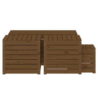 vidaXL dārza kastes, 4 gab., priedes masīvkoks, medus brūnas