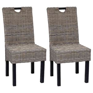 vidaXL virtuves krēsli, 2 gab., Kubu rotangpalma, mango koks