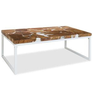 vidaXL kafijas galdiņ&scaron;, 110x60x40 cm, tīkkoks, sveķu materiāls