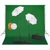 vidaXL fotostudijas komplekts &ndash; lampas, lietussargi, fons, reflektori