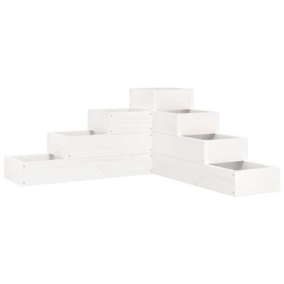 vidaXL dārza puķu kaste, 4 līmeņi, 80,5x79x36 cm, balta, priedes koks