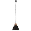 vidaXL griestu lampa, industriāla, melna, dzelzs, koks, 46 cm, E27