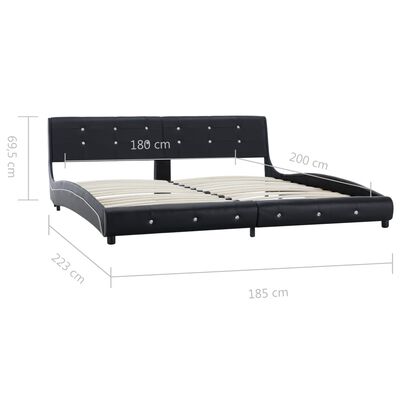vidaXL gultas rāmis, 180x200 cm, melns mākslīgā āda