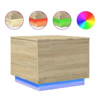 vidaXL kafijas galdiņš ar LED, ozolkoka krāsa, 50x50x40 cm