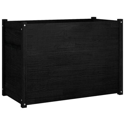 vidaXL dārza puķu kaste, melna, 100x50x70 cm, priedes masīvkoks